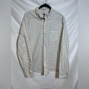 J. Crew Men's Checkered Shirt in Blue and Cream